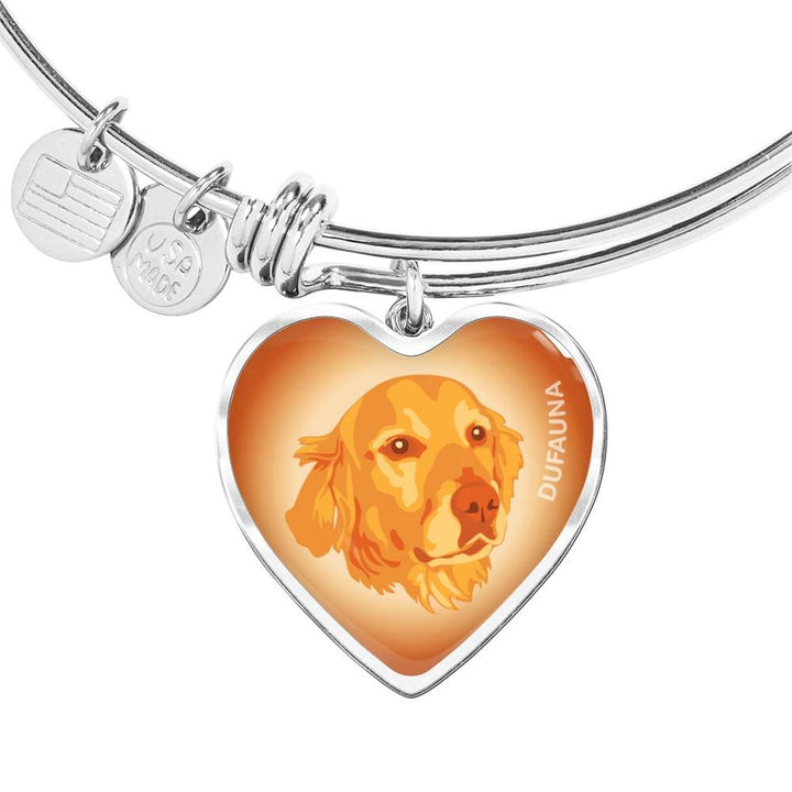Orange Golden Retriever Profile Heart Bangle Bracelet D12 - Dufauna - Topfauna