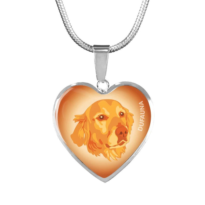 Orange Golden Retriever Profile Heart Necklace D12 - Dufauna - Topfauna