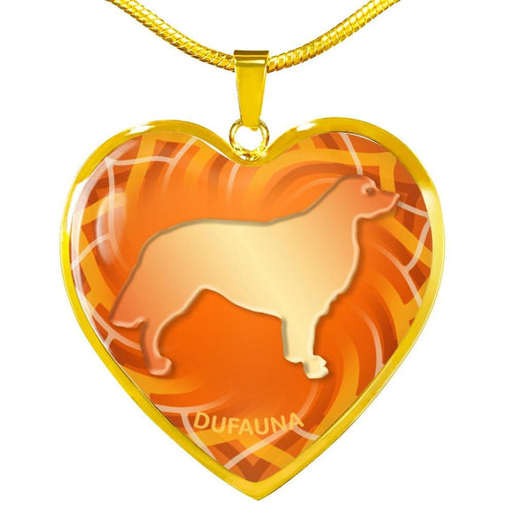 Orange Golden Retriever Silhouette Heart Necklace D17 - Dufauna - Topfauna