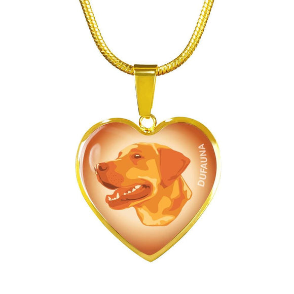Orange Labrador Profile Heart Necklace D12 - Dufauna - Topfauna