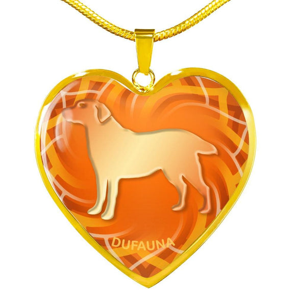 Orange Labrador Silhouette Heart Necklace D17 - Dufauna - Topfauna