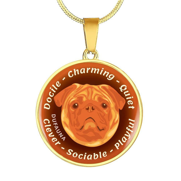 Orange Pug Characteristics Necklace D20 - Dufauna - Topfauna