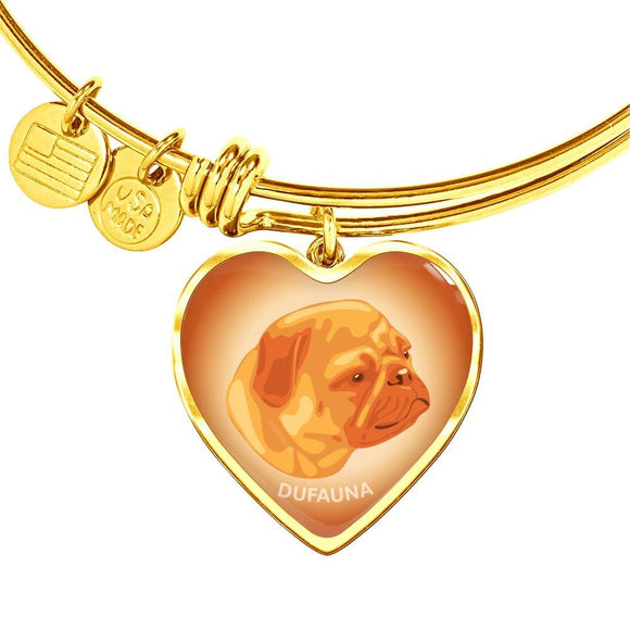 Orange Pug Profile Heart Bangle Bracelet D12 - Dufauna - Topfauna