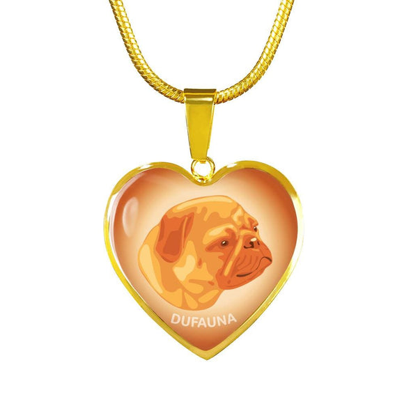 Orange Pug Profile Heart Necklace D12 - Dufauna - Topfauna