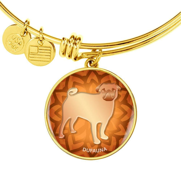Orange Pug Silhouette Bangle Bracelet D18 - Dufauna - Topfauna