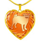 Orange Pug Silhouette Heart Necklace D17 - Dufauna - Topfauna