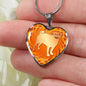 Orange Pug Silhouette Heart Necklace D17 - Dufauna - Topfauna