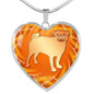 Orange Pug Silhouette Heart Necklace D17 - Dufauna - Topfauna