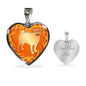 Orange Pug Silhouette Heart Necklace D17 - Dufauna - Topfauna