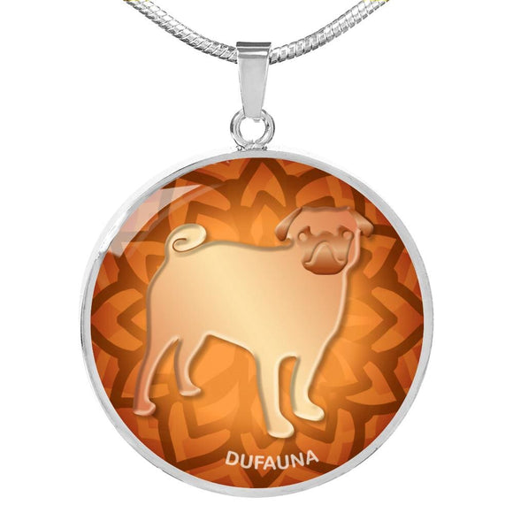 Orange Pug Silhouette Necklace D18 - Dufauna - Topfauna