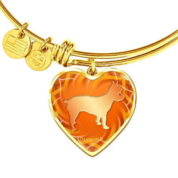 Orange Yorkie Silhouette Heart Bangle Bracelet D17 - Dufauna - Topfauna