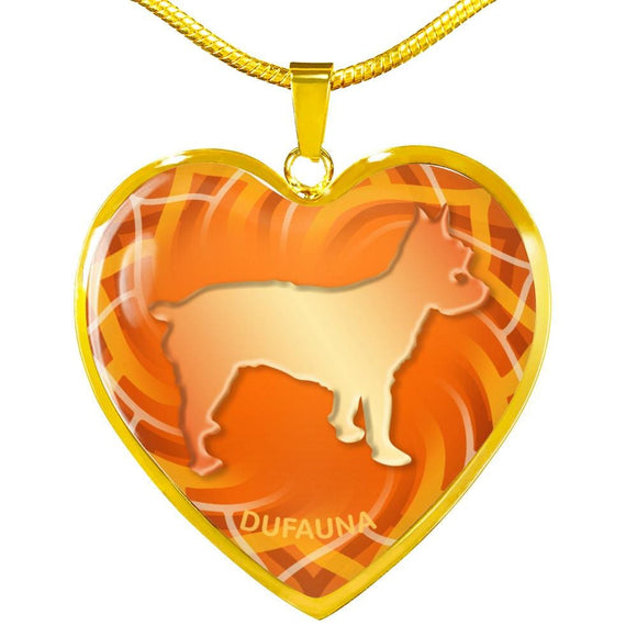 Orange Yorkie Silhouette Heart Necklace D17 - Dufauna - Topfauna