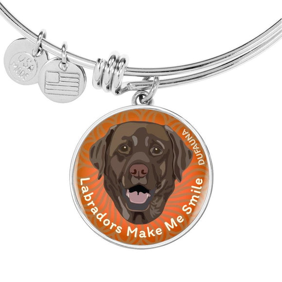 Orange/chocolate Coat Labradors Make Me Smile Bangle Bracelet D19 - Dufauna - Topfauna