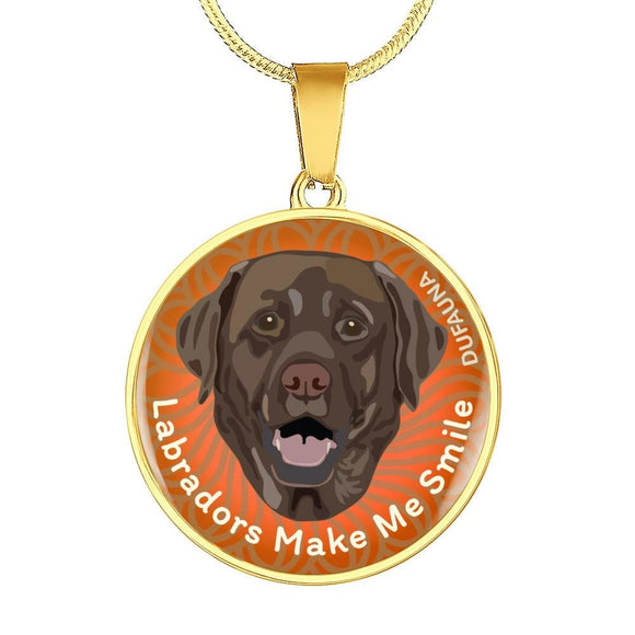 Orange/chocolate Coat Labradors Make Me Smile Necklace D19 - Dufauna - Topfauna
