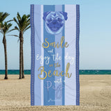 Pug Beach Towel Smile Blue 30 X 60 Or 36 X 72 - Dufauna - Topfauna