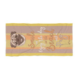 Pug Beach Towel Smile Earthy Tone Colors 30 X 60 Or 36 X 72 - Dufauna - Topfauna