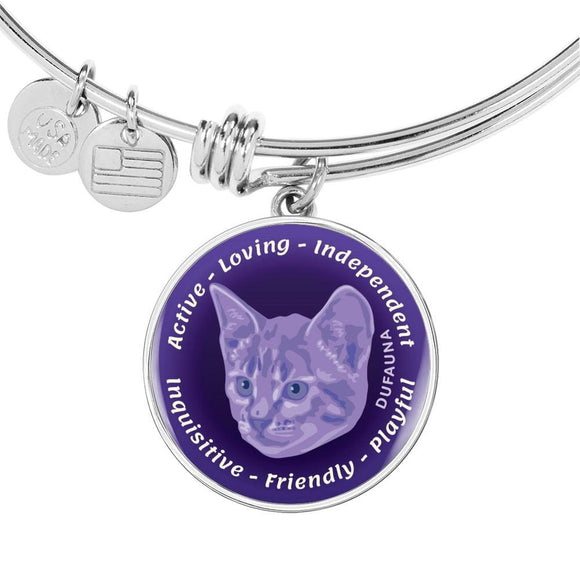 Purple Cat Characteristics Bangle Bracelet D20 - Dufauna - Topfauna