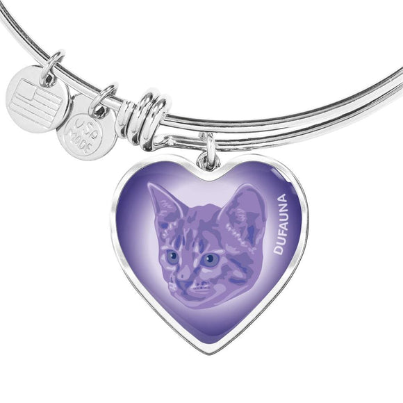 Purple Cat Profile Heart Bangle Bracelet D12 - Dufauna - Topfauna