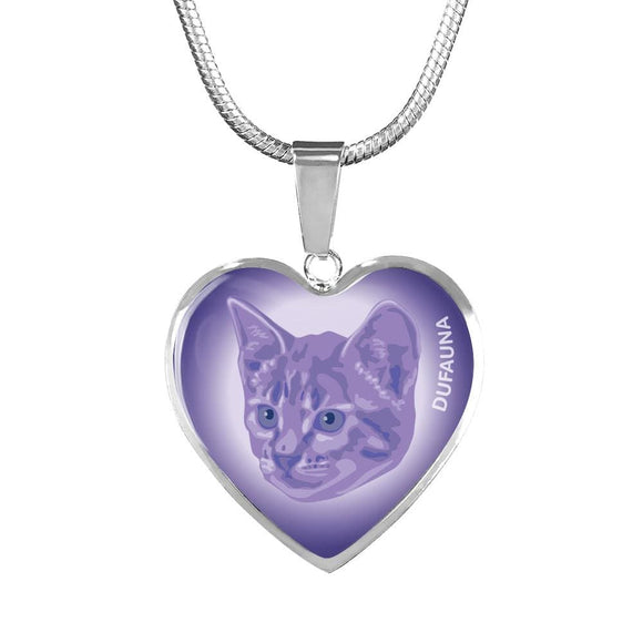 Purple Cat Profile Heart Necklace D12 - Dufauna - Topfauna