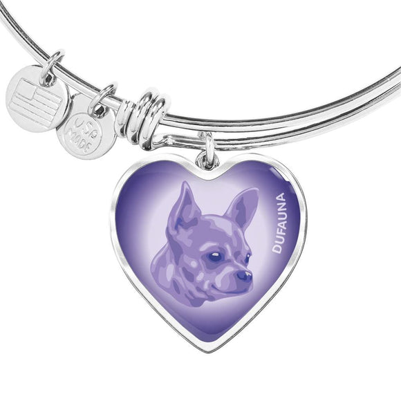 Purple Chihuahua Profile Heart Bangle Bracelet D12 - Dufauna - Topfauna