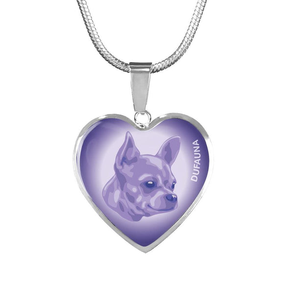 Purple Chihuahua Profile Heart Necklace D12 - Dufauna - Topfauna