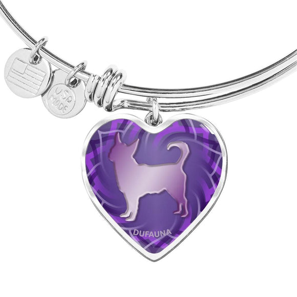 Purple Chihuahua Silhouette Heart Bangle Bracelet D17 - Dufauna - Topfauna