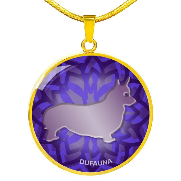 Purple Corgi Silhouette Necklace D18 - Dufauna - Topfauna