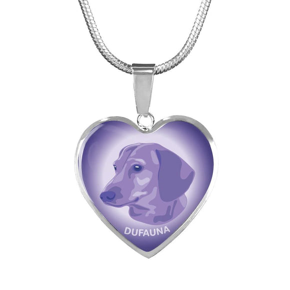 Purple Dachshund Profile Heart Necklace D12 - Dufauna - Topfauna