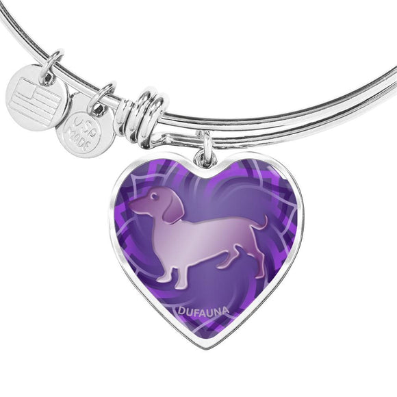 Purple Dachshund Silhouette Heart Bangle Bracelet D17 - Dufauna - Topfauna