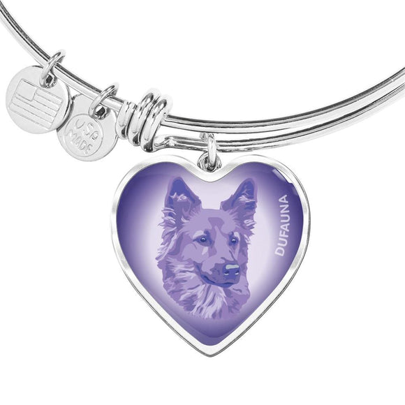 Purple Dog Profile Heart Bangle Bracelet D12 - Dufauna - Topfauna