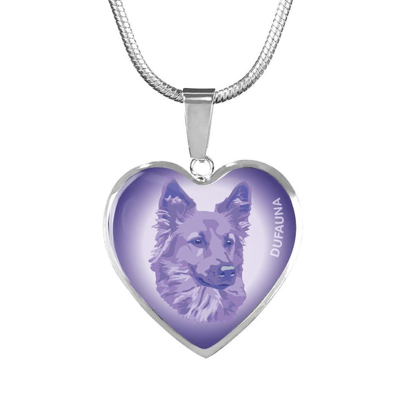 Purple Dog Profile Heart Necklace D12 - Dufauna - Topfauna