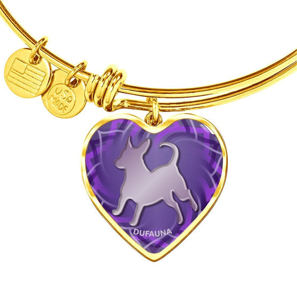 Purple Dog Silhouette Heart Bangle Bracelet D17 - Dufauna - Topfauna