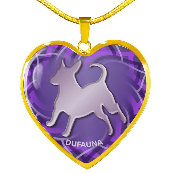 Purple Dog Silhouette Heart Necklace D17 - Dufauna - Topfauna