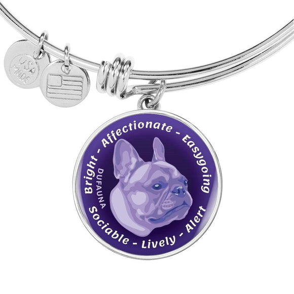Purple French Bulldog Characteristics Bangle Bracelet D20 - Dufauna - Topfauna