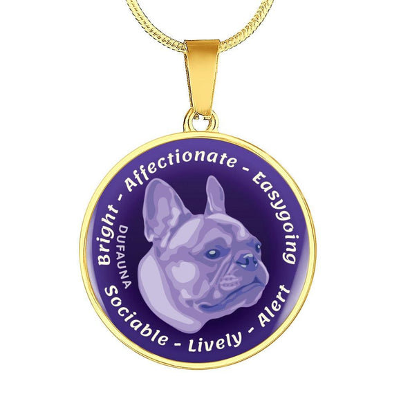 Purple French Bulldog Characteristics Necklace D20 - Dufauna - Topfauna