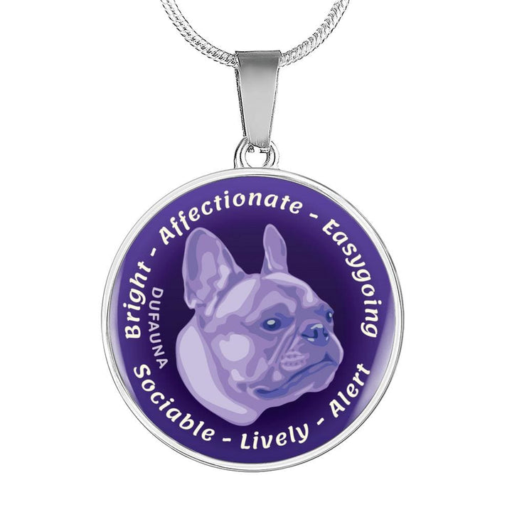 Purple French Bulldog Characteristics Necklace D20 - Dufauna - Topfauna
