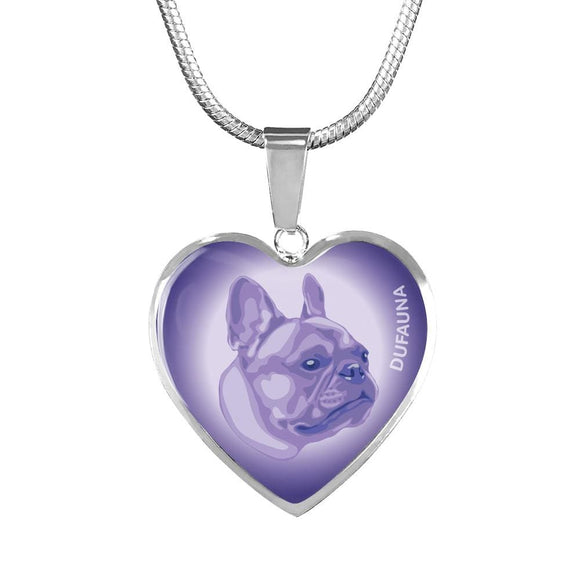Purple French Bulldog Profile Heart Necklace D12 - Dufauna - Topfauna