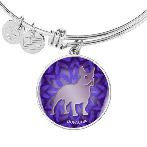 Purple French Bulldog Silhouette Bangle Bracelet D18 - Dufauna - Topfauna