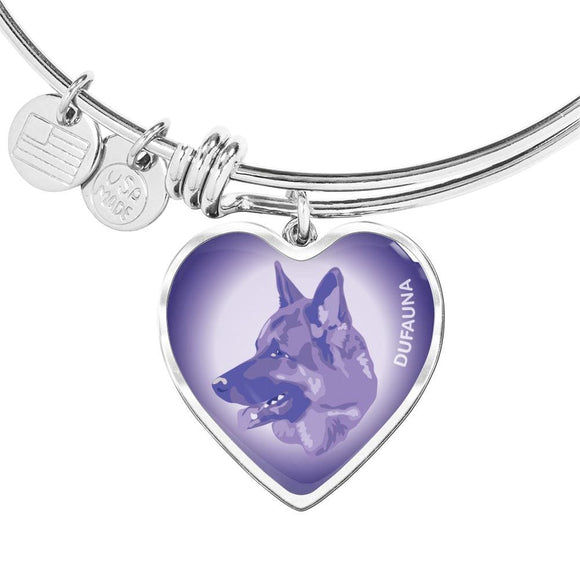Purple German Shepherd Profile Heart Bangle Bracelet D12 - Dufauna - Topfauna