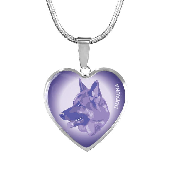 Purple German Shepherd Profile Heart Necklace D12 - Dufauna - Topfauna
