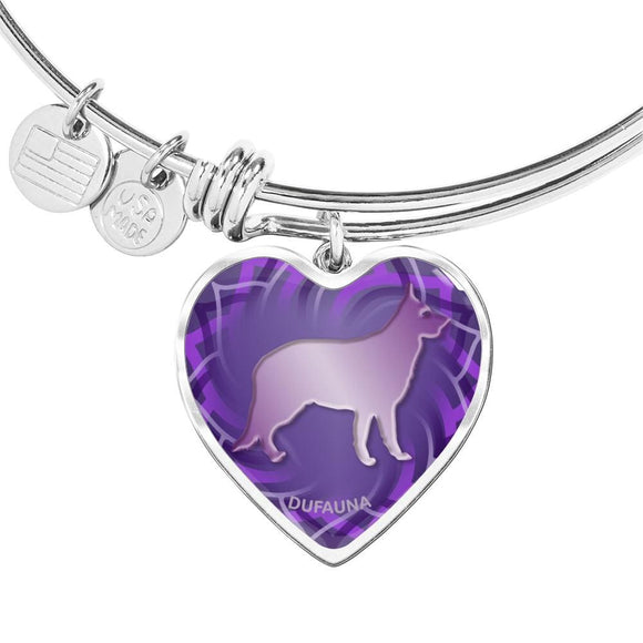 Purple German Shepherd Silhouette Heart Bangle Bracelet D17 - Dufauna - Topfauna