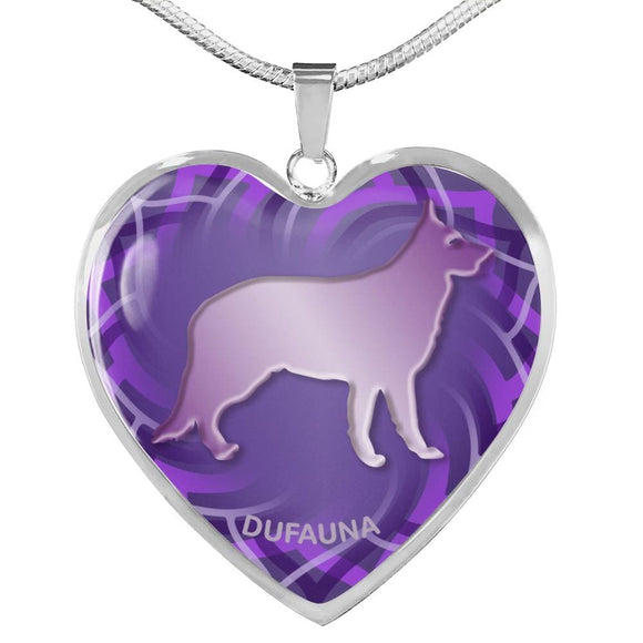 Purple German Shepherd Silhouette Heart Necklace D17 - Dufauna - Topfauna