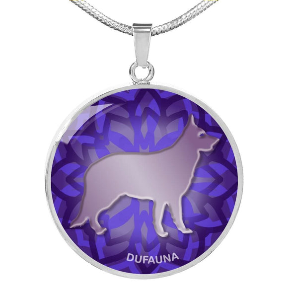 Purple German Shepherd Silhouette Necklace D18 - Dufauna - Topfauna