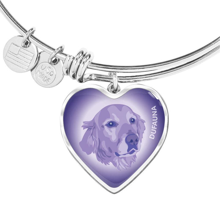 Purple Golden Retriever Profile Heart Bangle Bracelet D12 - Dufauna - Topfauna