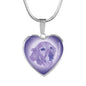 Purple Golden Retriever Profile Heart Necklace D12 - Dufauna - Topfauna