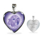 Purple Golden Retriever Profile Heart Necklace D12 - Dufauna - Topfauna