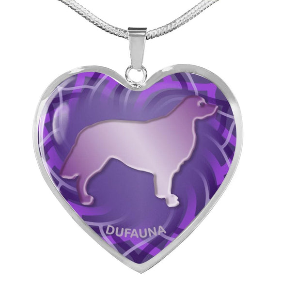 Purple Golden Retriever Silhouette Heart Necklace D17 - Dufauna - Topfauna