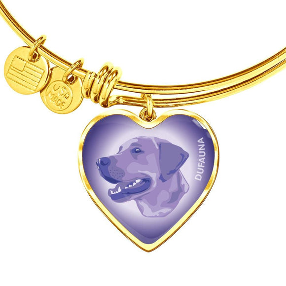 Purple Labrador Profile Heart Bangle Bracelet D12 - Dufauna - Topfauna