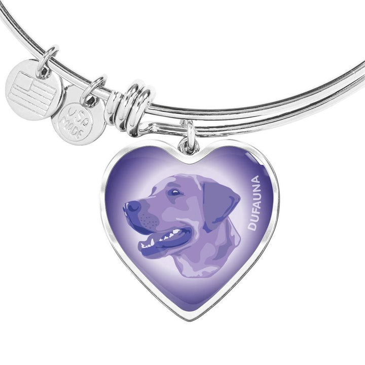 Purple Labrador Profile Heart Bangle Bracelet D12 - Dufauna - Topfauna