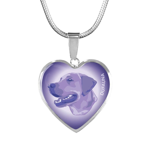 Purple Labrador Profile Heart Necklace D12 - Dufauna - Topfauna
